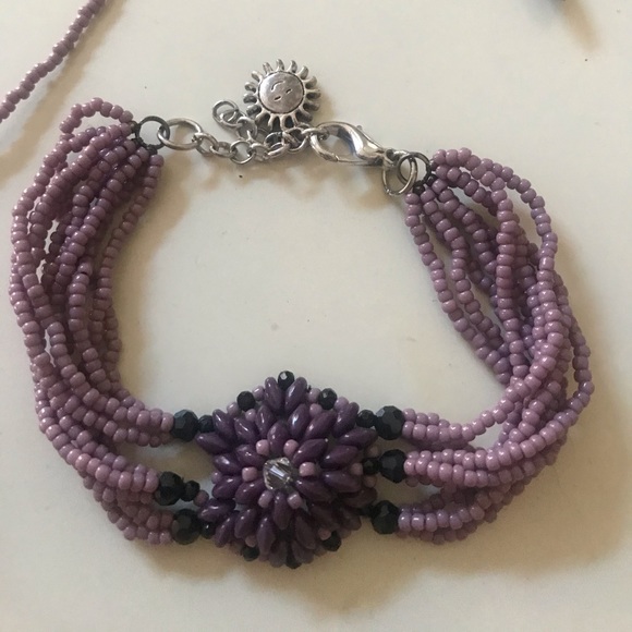 Purple beaded Jewelry Set - Picture 2 of 4